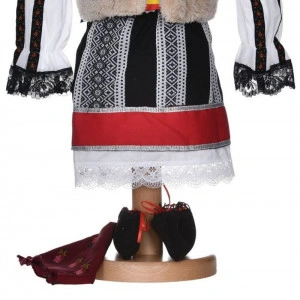 Set costum traditional fetita, trusou botez landou si lumanare, decor national, Denikos® 1052 - Img 6