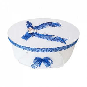 Set dantela trusou botez, cutie trusou si lumanare, Ingeras, decor albastru, Denikos® 476 - Img 2