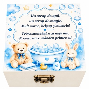 Set prima baita dupa botez cu nasii pentru baietel - Cutie amintiri, sapun, fulg si borcanel cu ingrediente traditionale, Denikos® NK95 - Img 2