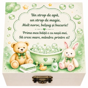 Set prima baita dupa botez cu nasii pentru fetita sau baietel - Cutie amintiri, sapun, fulg si borcanel cu ingrediente traditionale, Denikos® NK100 - Img 2