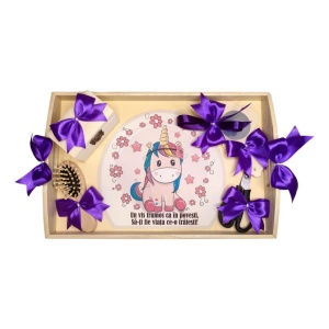 Set tava mot ruperea turtei tema Unicorn, fetita, fundite Mov, Denikos® TV063