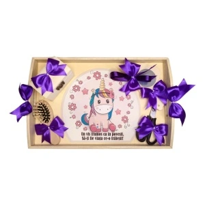 Set tava mot ruperea turtei tema Unicorn, fetita, fundite Mov, Denikos® TV063