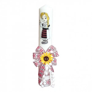 Cos cadou botez trusou si lumanare, tarancuta, decor traditional, Denikos® 006 - Img 3