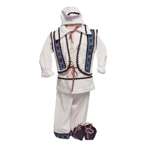Costum botez national pentru baiat, alb, decor negru, albastru, 5 piese, Denikos®PTB02 - Img 2