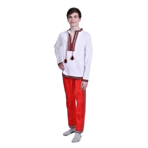 Costum traditional baiat, 2 piese, alb - rosu, Denikos®TD216 - Img 7