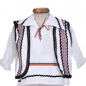 Costum traditional baiat, 4 piese, alb - rosu, Denikos® 0202 - Img 2