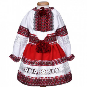 Costum traditional pentru fetite, 3 piese, copii 1 - 14 ani, alb - rosu, Denikos® 1030 - Img 4
