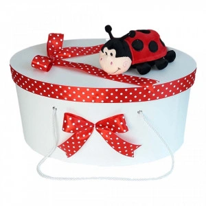 Cutie trusou botez fundite cu buline si jucarie buburuza, Denikos® 10