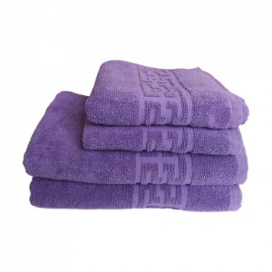 Set 4 prosoape groase si pufoase, bumbac, model grecesc, Mov/Lila, Denikos® 268 - Img 2