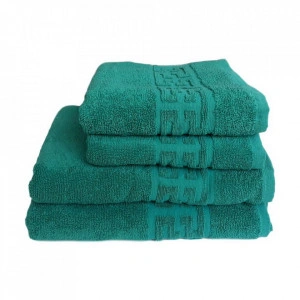 Set 4 prosoape groase si pufoase, bumbac, model grecesc, Verde, Denikos® 289 - Img 2