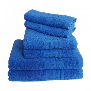 Set 6 prosoape groase si pufoase, bumbac, model grecesc, Albastru, Denikos® 243 - Img 2