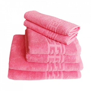 Set 6 prosoape groase si pufoase, bumbac, model grecesc, Corai, Denikos® 253