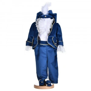 Set botez baieti, costum botez Printisor, 5 piese, trusou botez si lumanare, decor bleumarin, Denikos® C1141 - Img 5
