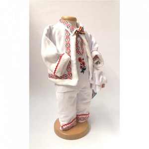 Set botez traditional baietel, trusou botez landou, lumanare si costum popular baiat, Denikos® 968 - Img 7