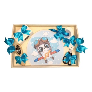 Set tava mot panda aviator, baietel 1 an, fundite turcoaz Denikos® TV005