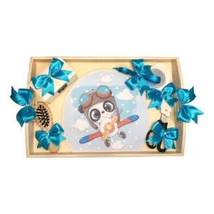 Set tava mot panda aviator, baietel 1 an, fundite turcoaz Denikos® TV005