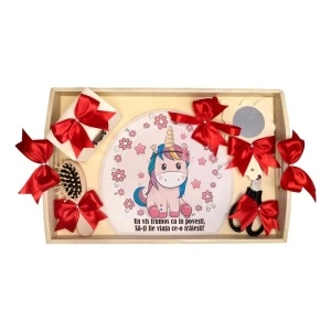 Set tava mot ruperea turtei tema Unicorn, fetita, fundite Rosii, Denikos® TV064