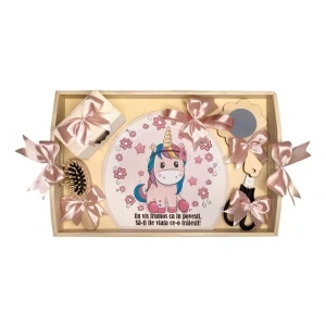 Set tava mot ruperea turtei tema Unicorn, fetita, fundite Roz pudrat, Denikos® TV059