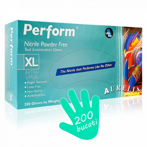 Manusi Nitril Nepudrate Aurelia® Perform® Teal, Cutie 200 Buc