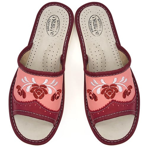Papuci de Casa Dama Material Piele Model 'Mesopotamia' Pink