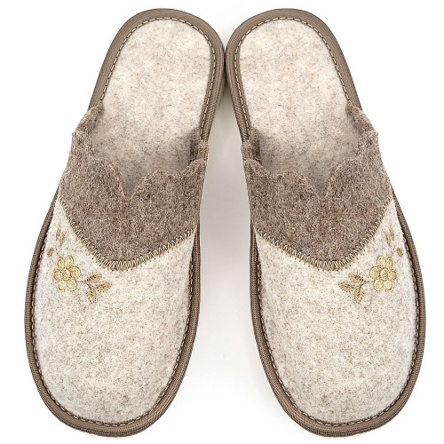 Papuci de Casă din Postav Model Nature's Embrace Cream | Confort Natural la Tine Acasă