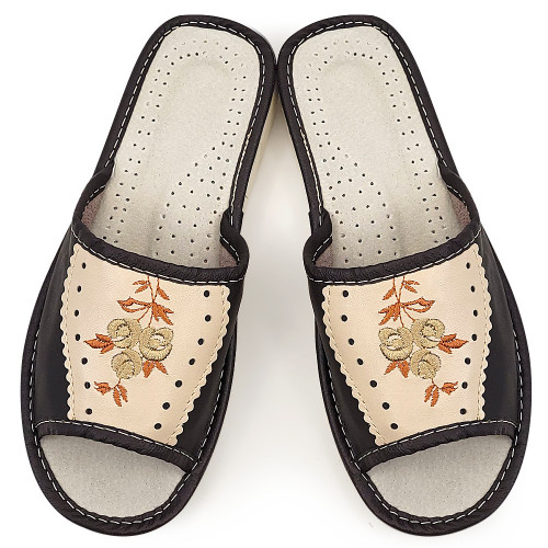 Papuci de Casa dinl Piele Culoare Maro Model &#039;Refinement Standing&#039;