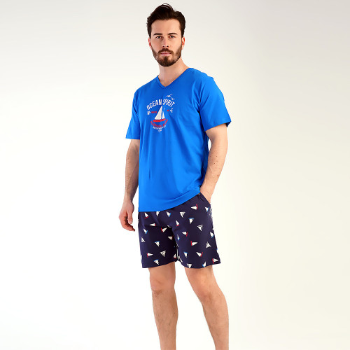 Pijamale Barbati Pantalon Scurt Vienetta | MAN Model &#039;Ocean Spirit&#039; Blue