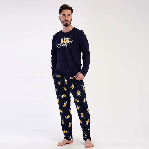 Pijamale Confortabile Barbati Vienetta|MAN, Model 'Beer Weekend' Blue