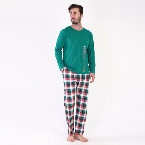 Pijamale Confortabile Barbati Vienetta|MAN, Model 'Follow Your Dreams' Green