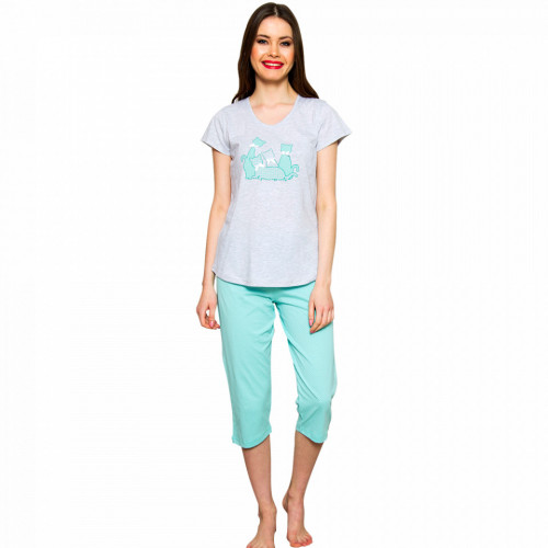 Pijamale Dama Vienetta 'Sweet Princess Cats' Green
