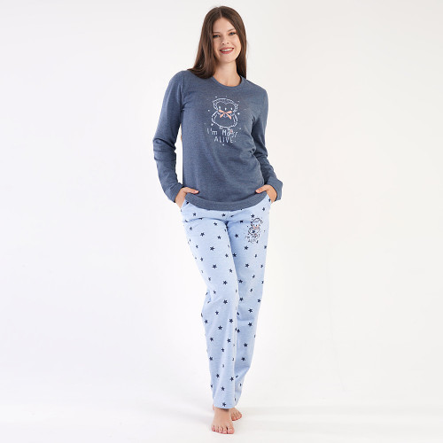Pijamale Confortabile Vienetta, Model &#039;Alive&#039; Indigo Gray