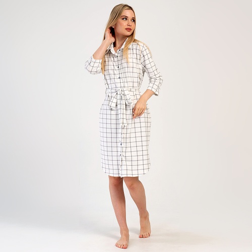 Rochie Tip Halat cu Nasturi, Guler, Buzunare si Cordon Vienetta Model 'Yvonne' | Rafinament și Versatilitate