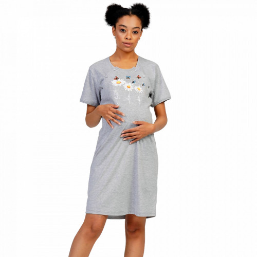 Camasa Gravide si Alaptat Confortabila Vienetta, Model 'Faith, Hope, Love' Gray