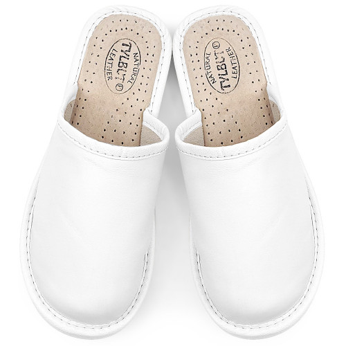 Papuci de Casa Dama Material Piele Culoare Crem, Model &#039;Select&#039; White