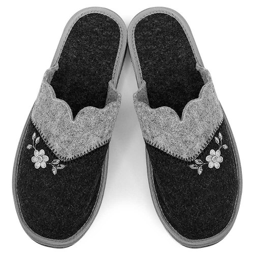 Papuci de Casă din Postav Model Nature's Embrace Black| Confort Natural la Tine Acasă