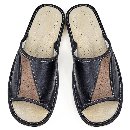 Papuci de Casa Vara din Piele Culoare Maro Model 'Steady Ground' Urban
