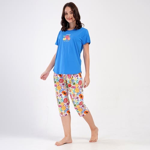Pijama Dama din Bumbac 100% Vienetta, Model 'Sweet and Fresh' | Nopți Colorate și Relaxante