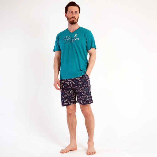 Pijamale Barbati Pantalon Scurt Vienetta | MAN Model 'No Rules' Green