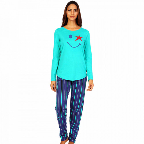 Pijamale Dama din Bumbac 100% Model 'Happy Life' Green