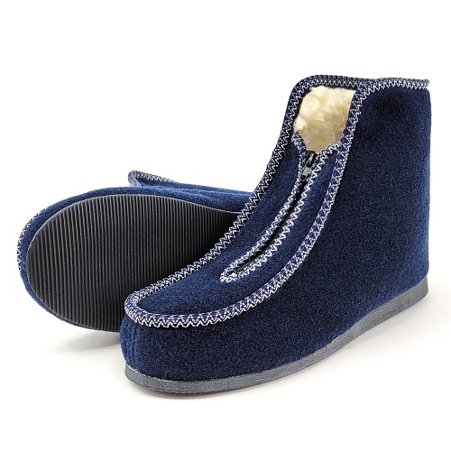 Botosei Imblaniti cu Lana de Oaie din Postav | Model 'Bucovina Soft' Blue, Confort și Caldură Naturală