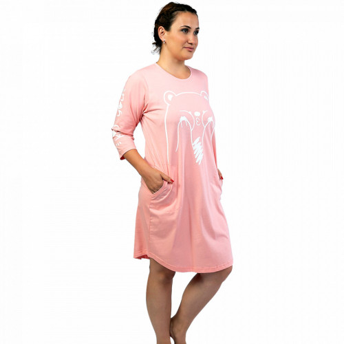 Camasa de Noapte din Bumbac Marimi Mari Vienetta Model &#039;Kiss You&#039; Pink