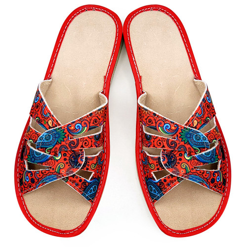 Papuci de Casa Dama Multicolori Model 'Midnapore Rainbow' Red