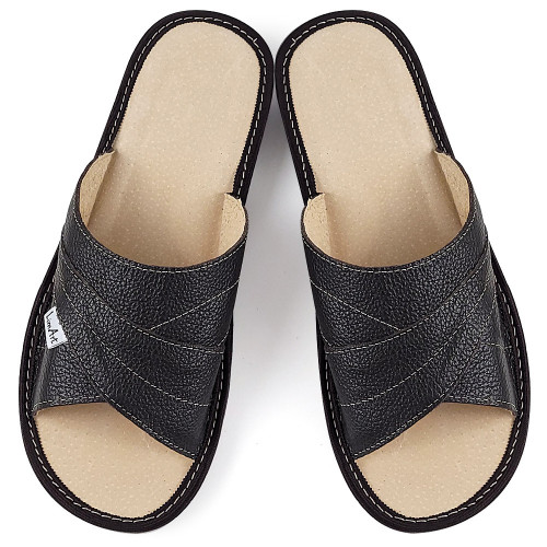 Papuci de Casa din Piele cu Talpa Groasa Culoare Maro, Model &#039;Luxury Feet&#039; Brown