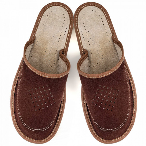 Papuci de Casa din Piele Model &#039;Luxury Man&#039; Brand Nowo