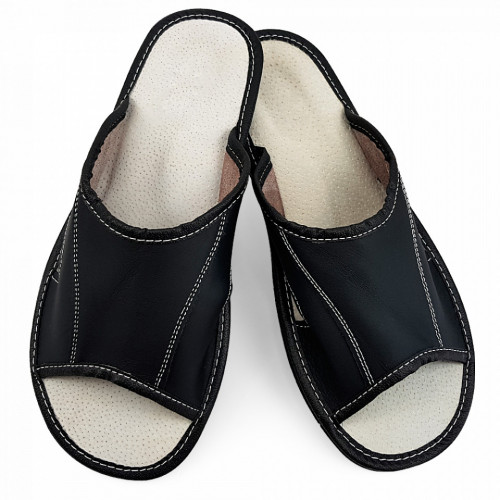 Papuci de Casa Vara din Piele Culoare Negru Model 'Summer Comfort'