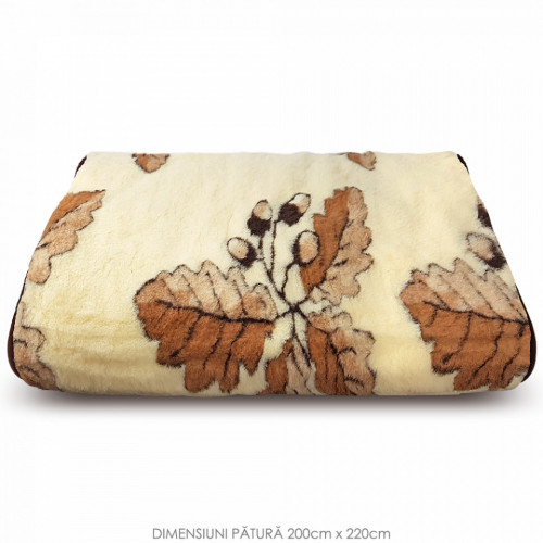 Patura din Lana Naturala de Oaie 100% Model &#039;Forest Connect&#039; Marime 200 x 220, 1 Bucata