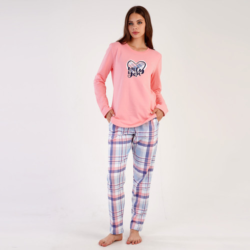 Pijama Vatuita la Interior din Bumbac Vienetta, Model 'Only You ' Pink