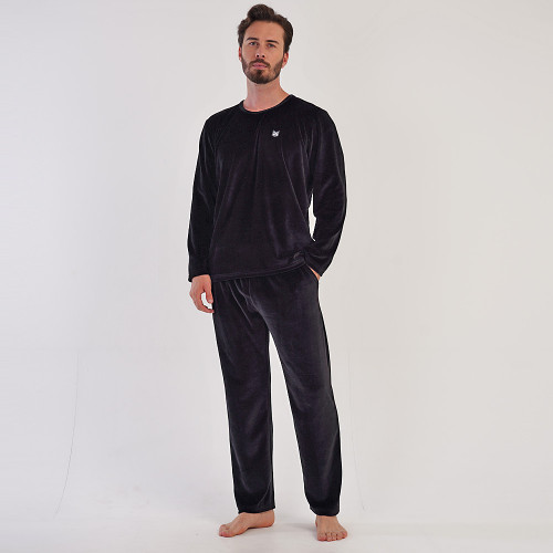 Pijama Velur pentru Bărbați Vienetta|MAN, Model &#039;Minimal Future&#039; Black