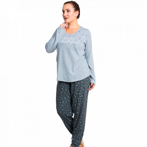 Pijamale Dama Marimi Mari Vienetta Model 'You are Beautiful' Gray