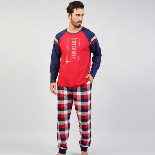 Pijamale din Bumbac Vienetta | MAN Model &#039;Integrity&#039; Red